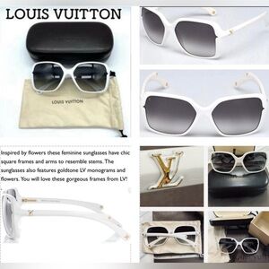CLASSICALLY LOUIS VUITTON SUNGLASSES IN WHITE , GOLD DETAILING ON LV LOGO